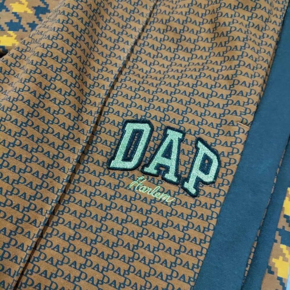 NWT Gap x Dapper Dan DAP GAP Unisex M/L Houndstooth Hoodie & Pant Set Brown/Gold - Picture 13 of 16